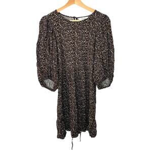 & Other Stories Boho Babydoll Brown Floral Dress 6